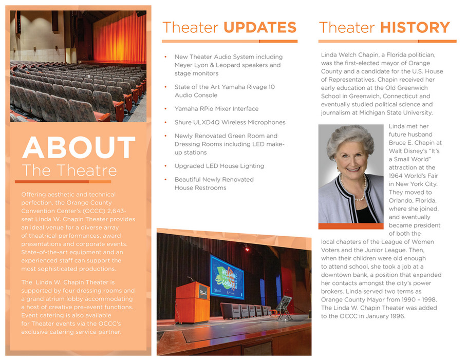 Orange County Convention Center Orange County Convention Center Chapin Theater Brochure Page