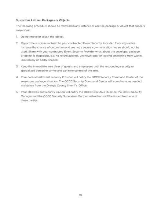 Orange County Convention Center Security Guidelines and Emergency Procedure Plan Page 1819