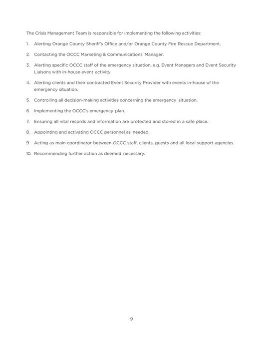 Orange County Convention Center Security Guidelines and Emergency Procedure Plan Page 89