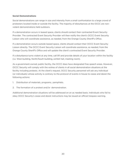 Orange County Convention Center Security Guidelines and Emergency Procedure Plan Page 1819