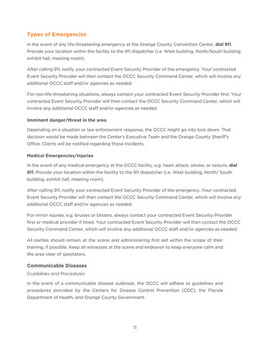Orange County Convention Center Security Guidelines and Emergency Procedure Plan Page 1011