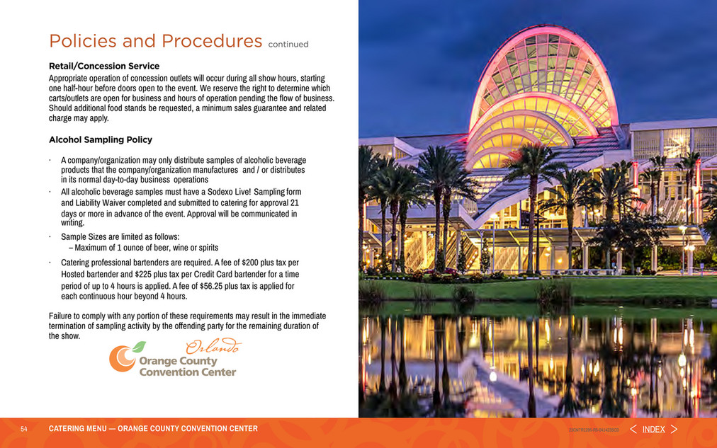 Orange County Convention Center Catering Menu Centerplate Sodexo Live