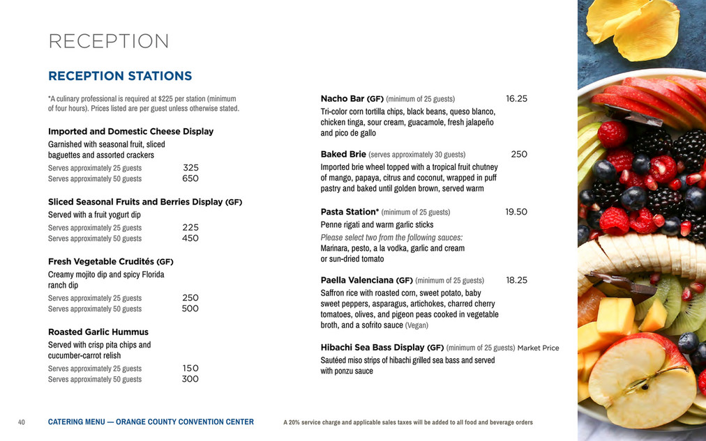 Orange County Convention Center 2022 Catering Menu Centerplate Page