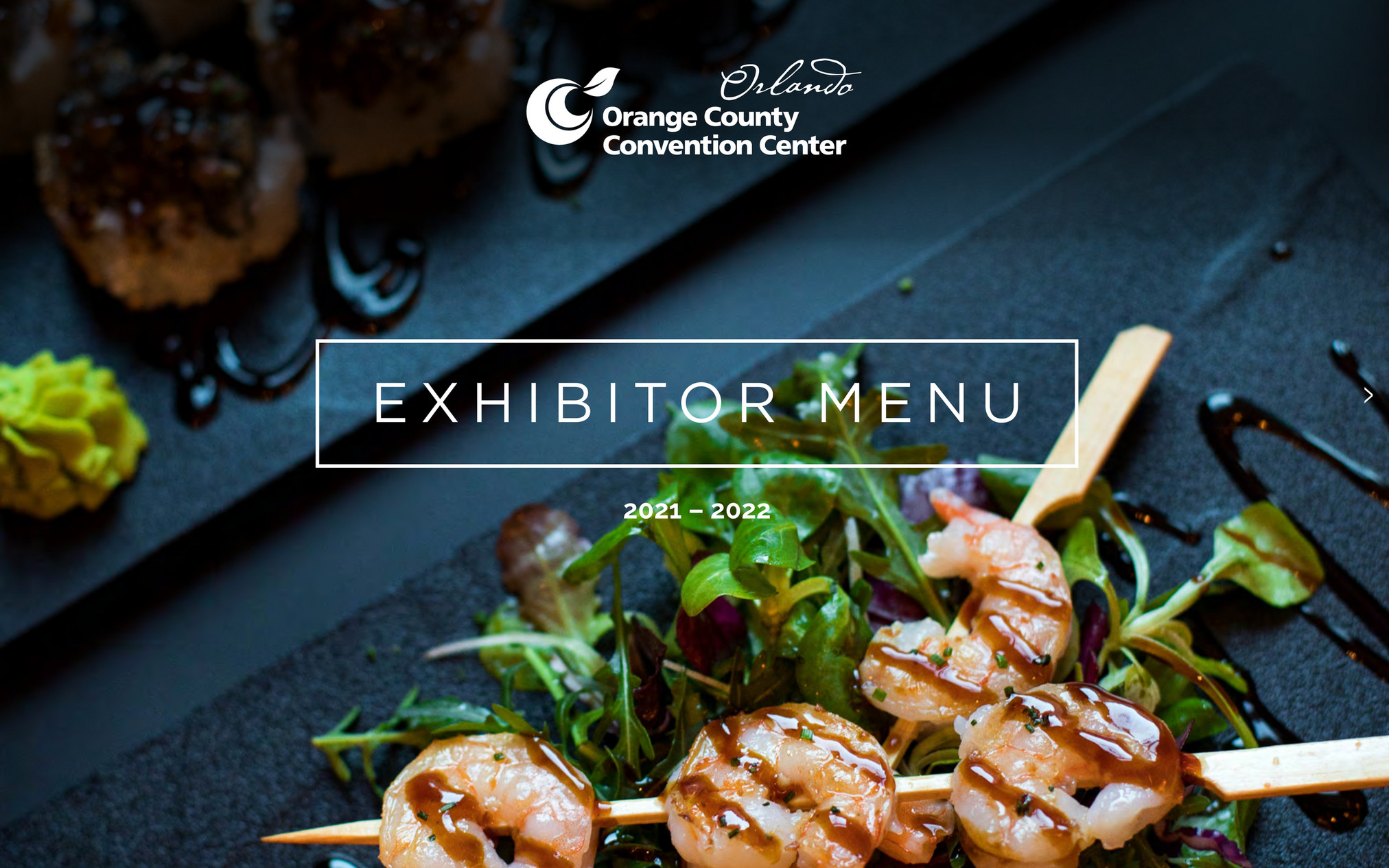 Orange County Convention Center 2022 Exhibitor Catering Menu Page 1
