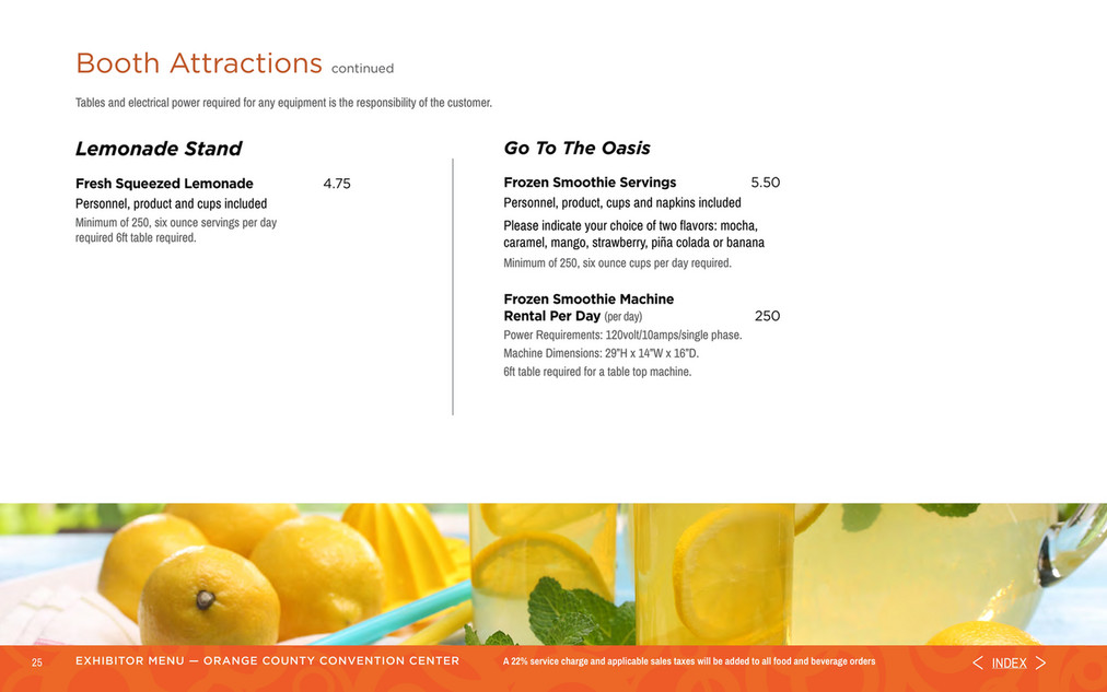 Orange County Convention Center Exhibitor Catering Menu Page 25