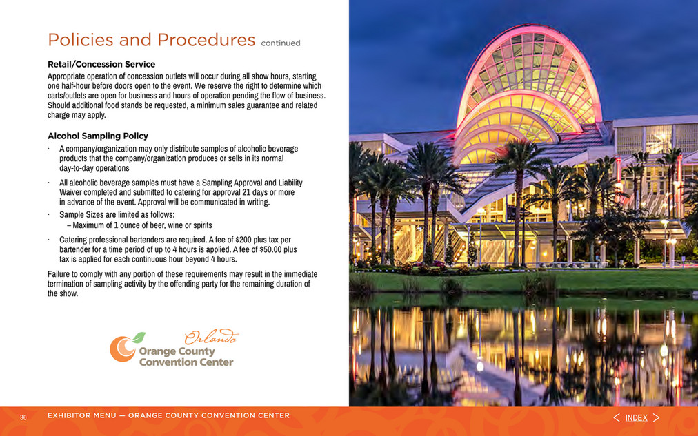 Orange County Convention Center Exhibitor Catering Menu Page 36