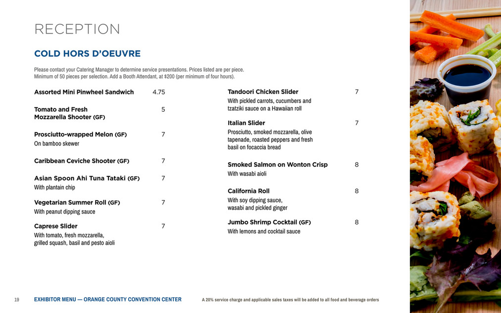 Orange County Convention Center Exhibitor Catering Menu Page 19