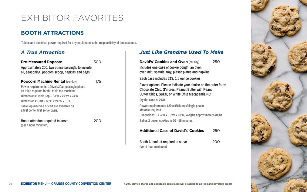 Orange County Convention Center Exhibitor Catering Menu Page 24