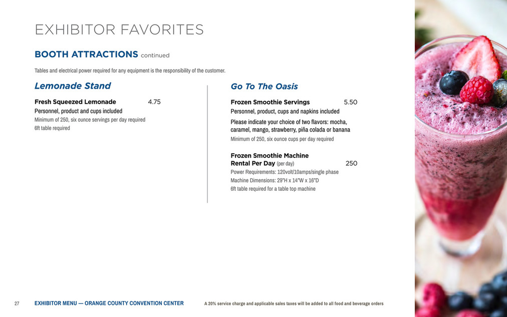Orange County Convention Center Exhibitor Catering Menu Page 27