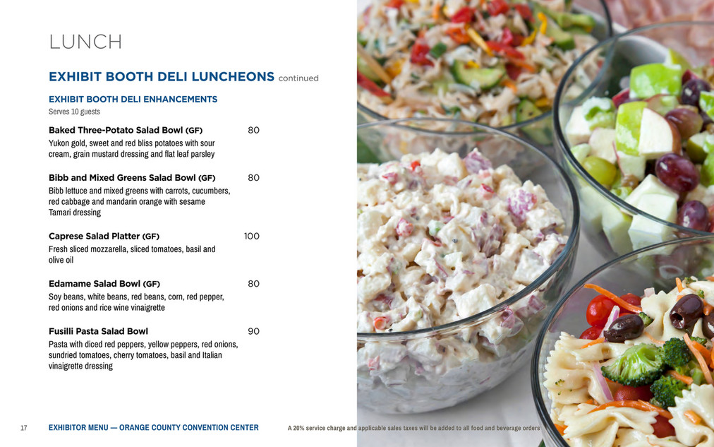 Orange County Convention Center Exhibitor Catering Menu Page 17