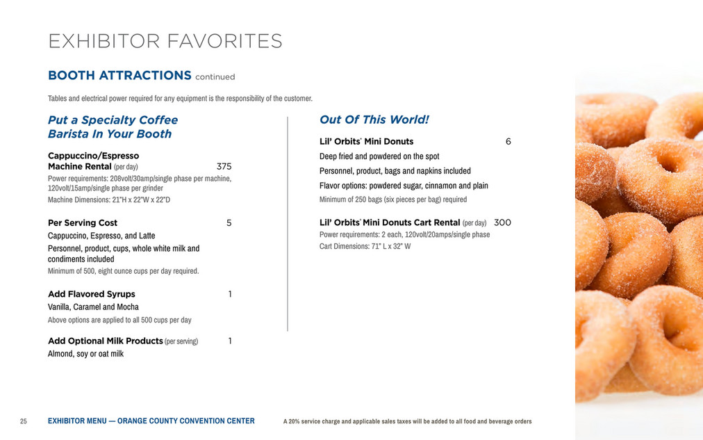 Orange County Convention Center Exhibitor Catering Menu Page 25
