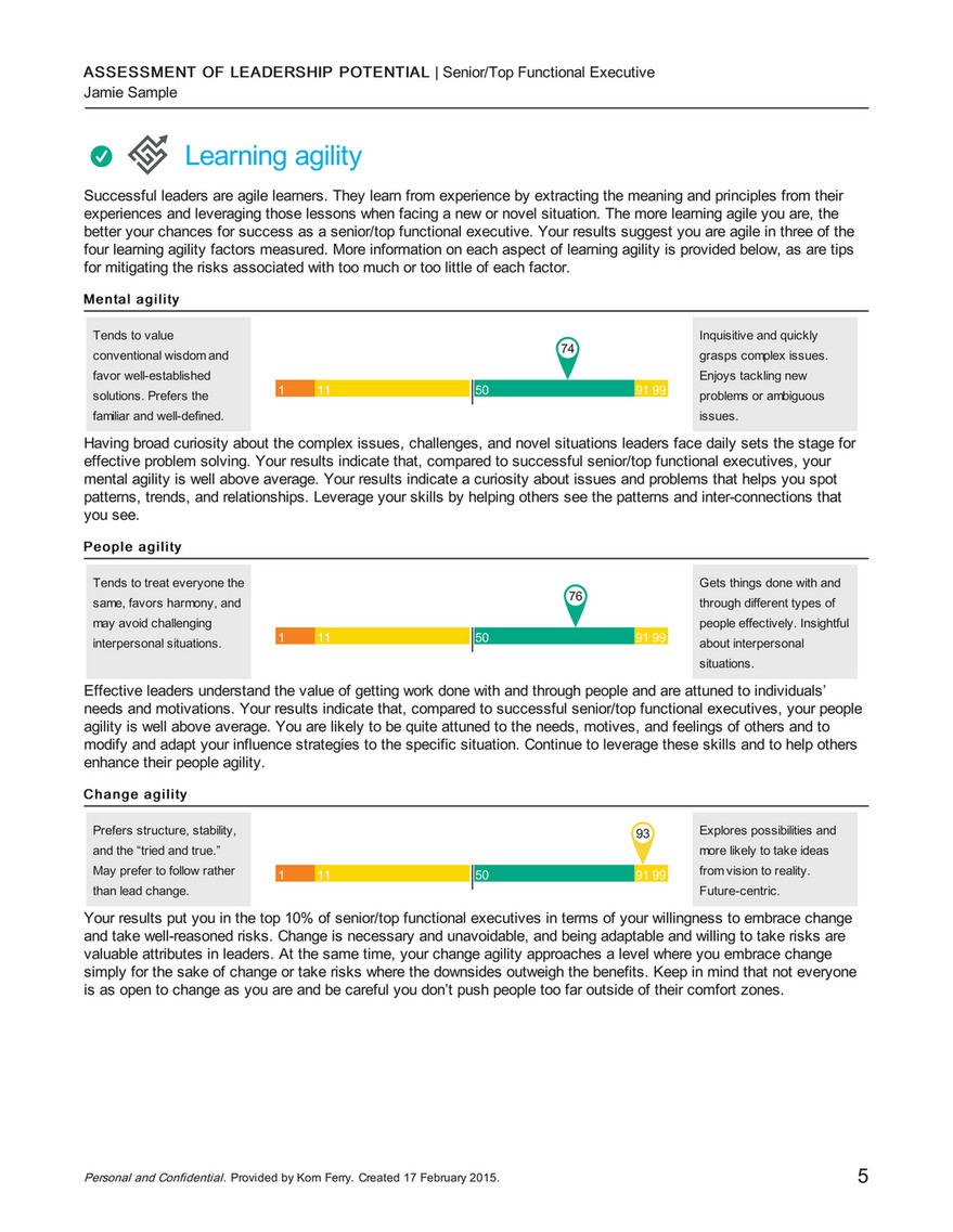 Korn Ferry Assessment Of Leadership Potential Sample