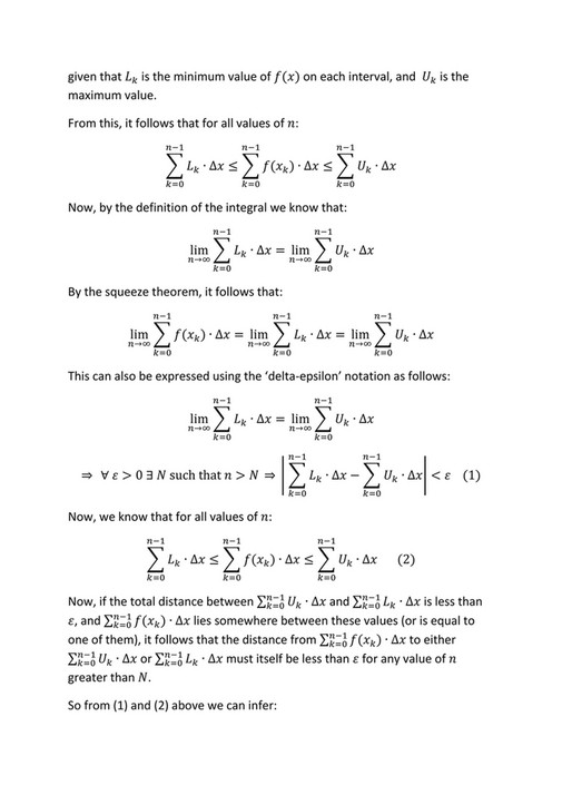Delta Epsilon Therom Calculus - Fundamental Theorem of Calculus Algebraic proof - Page 1 ...