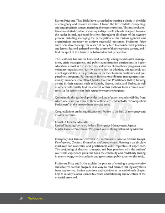 Kendall Hunt Publishing - Emergency and Disaster Exercises: A ...