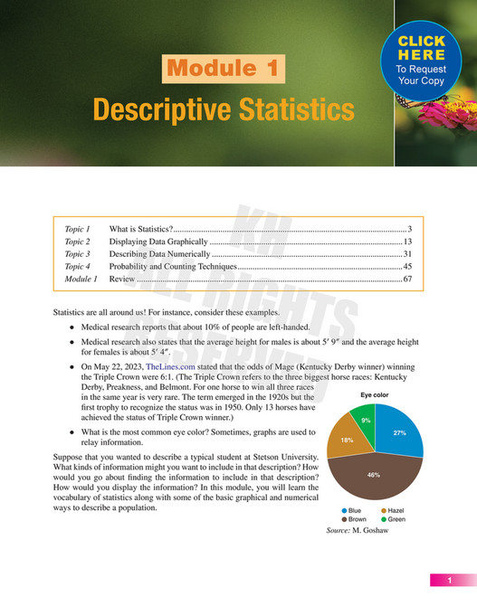Kendall Hunt Publishing - Topics in Introductory Statistics Exclusive ...