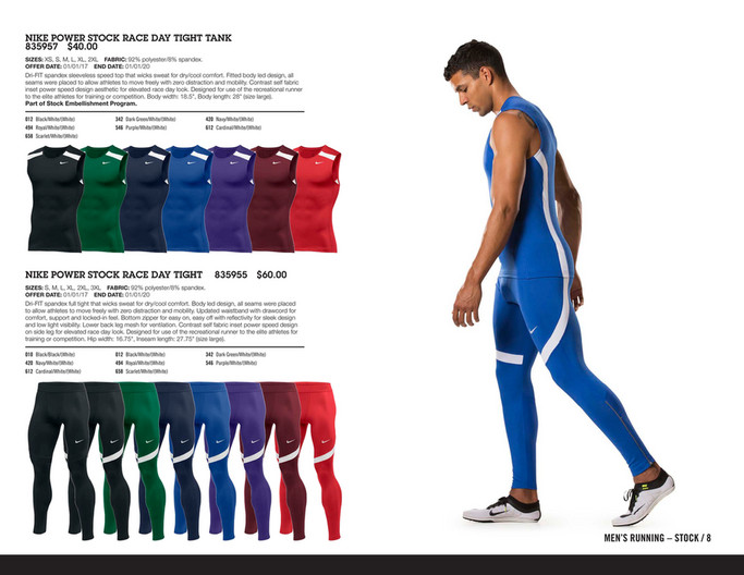 nike team power stock race day tight half