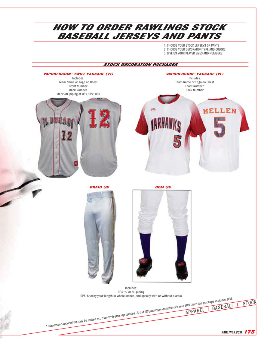 rawlings baseball uniforms catalog