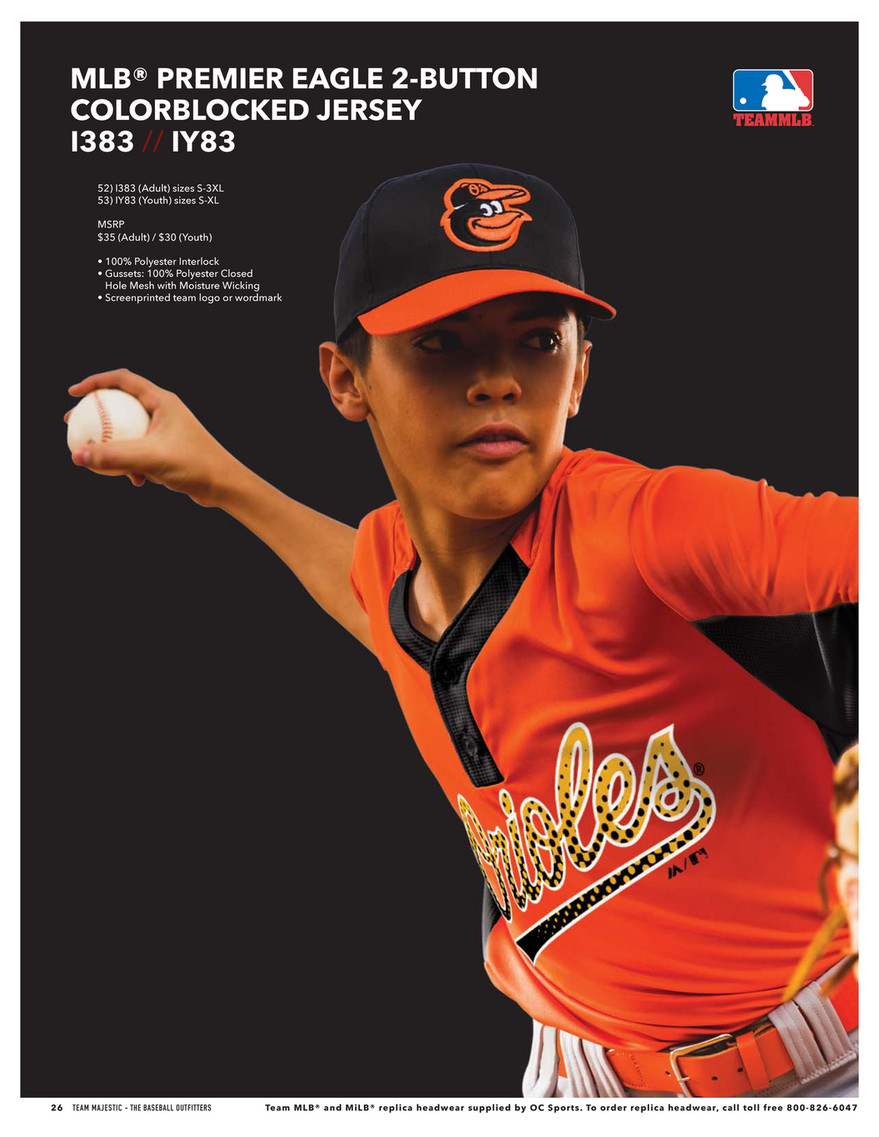 Majestic Youth Premier Eagle Cool Base 2-Button MLB Jersey