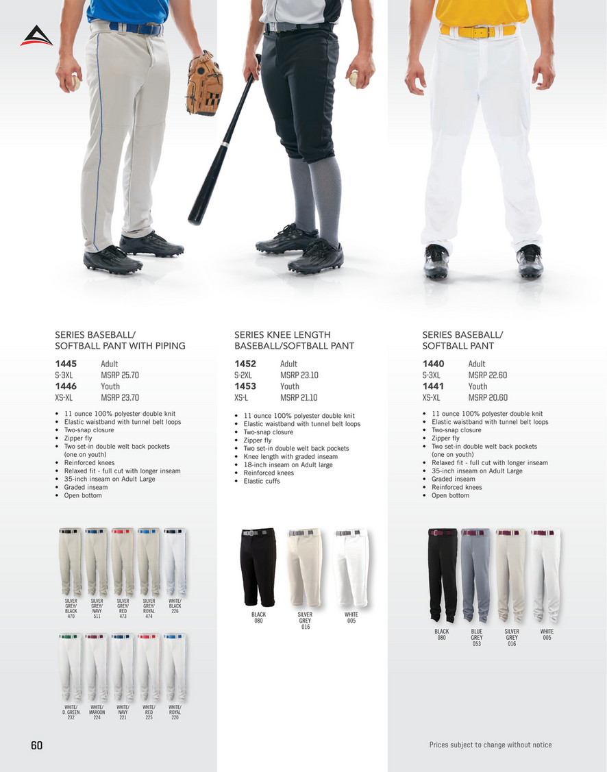 High Five Piped Double Knit Baseball Pants