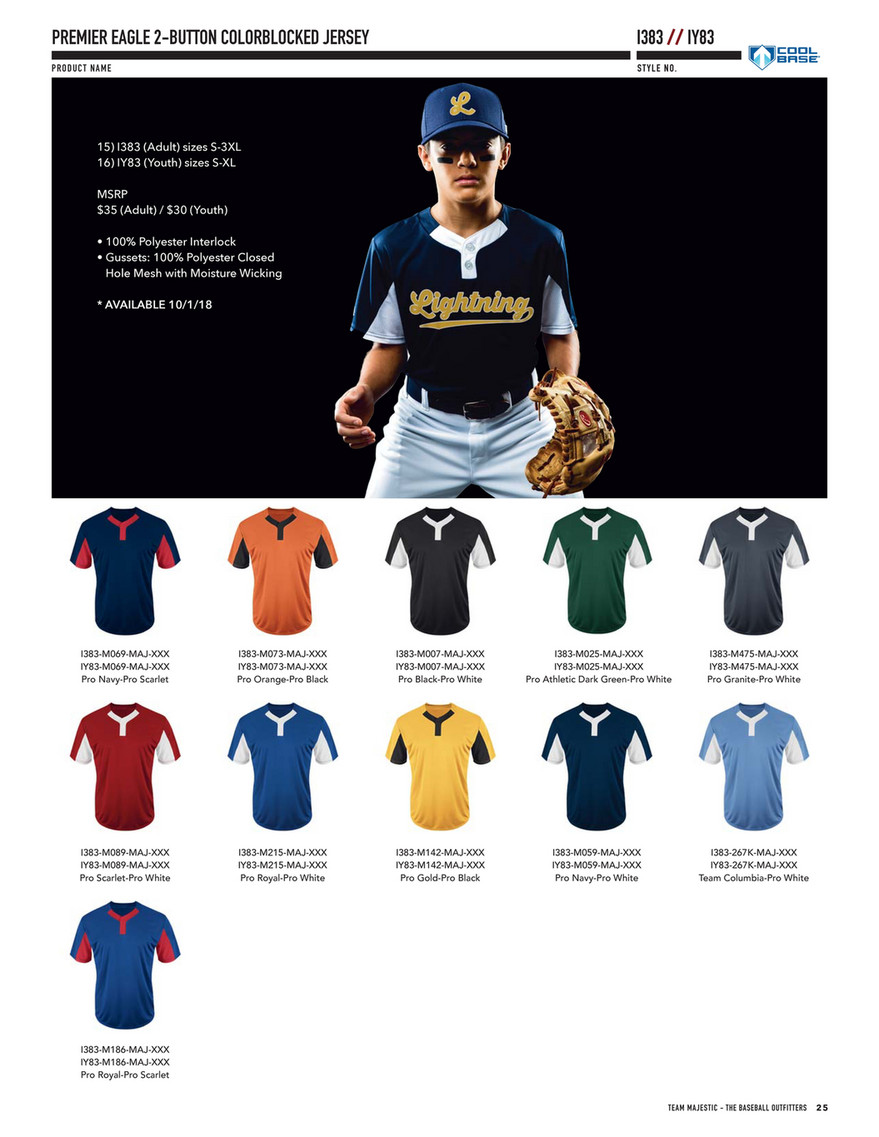 Majestic Youth Premier Eagle Cool Base 2-Button MLB Jersey