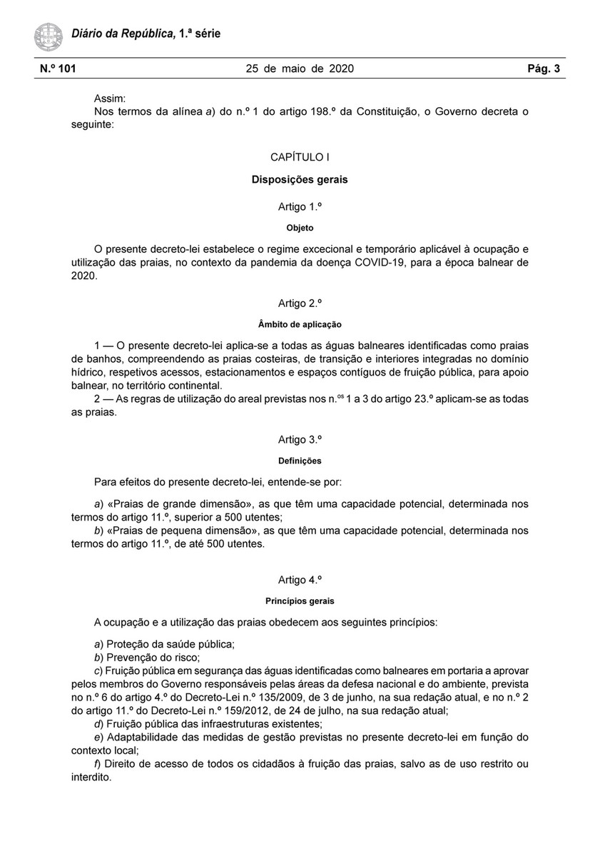 Decreto Lei N º 24 De 25 De Maio Regula O Acesso A Ocupacao E A Utilizacao Das Praias De Banhos No Contexto Da Pandemia Da Doenca Covid 19 Para A Epoca Balnear De