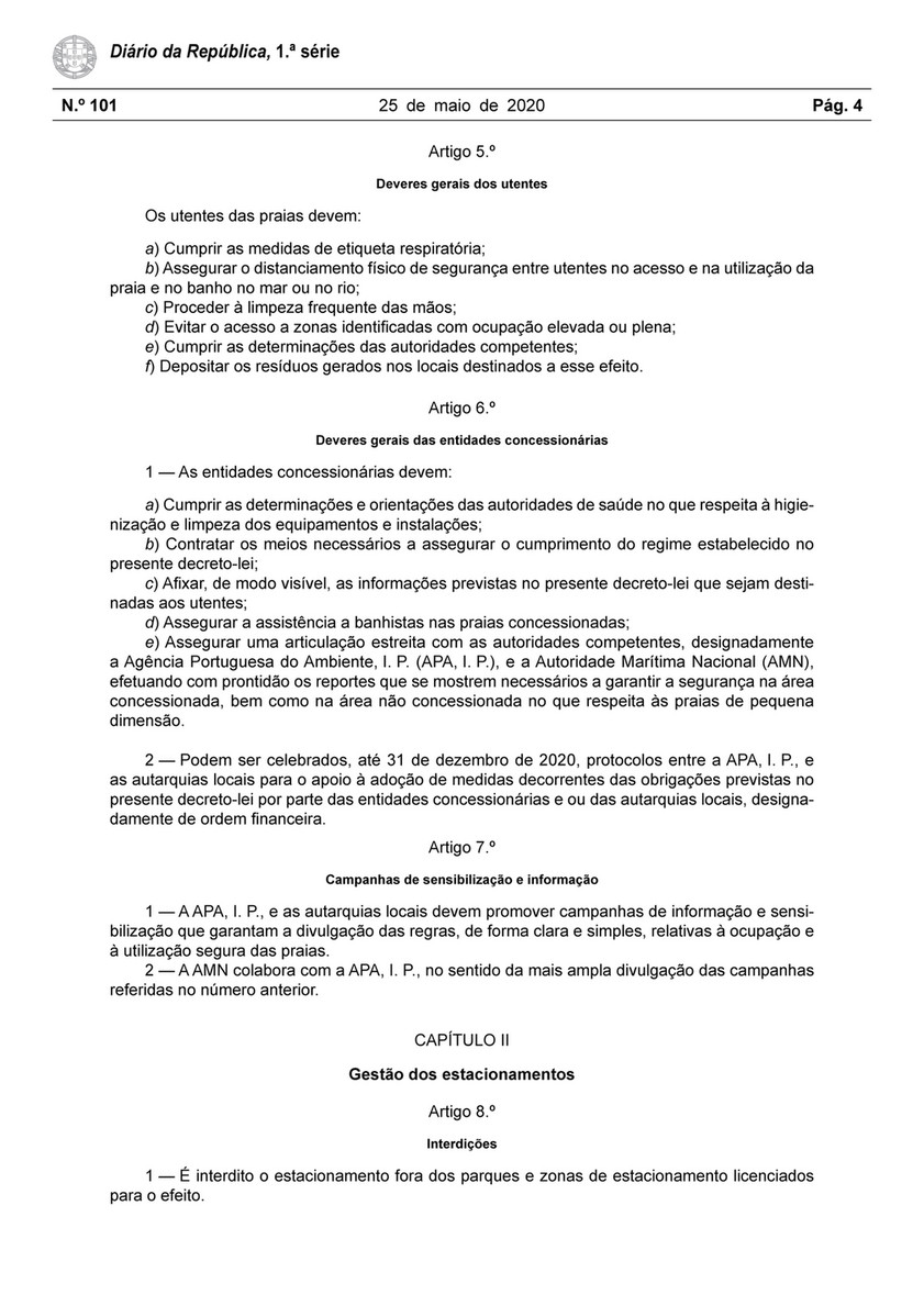 Decreto Lei N º 24 De 25 De Maio Regula O Acesso A Ocupacao E A Utilizacao Das Praias De Banhos No Contexto Da Pandemia Da Doenca Covid 19 Para A Epoca Balnear De