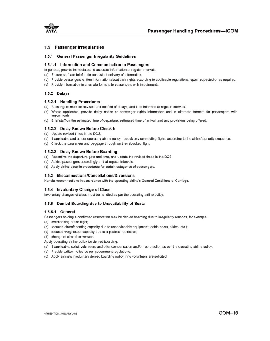 IATA - Passenger Baggage Rules