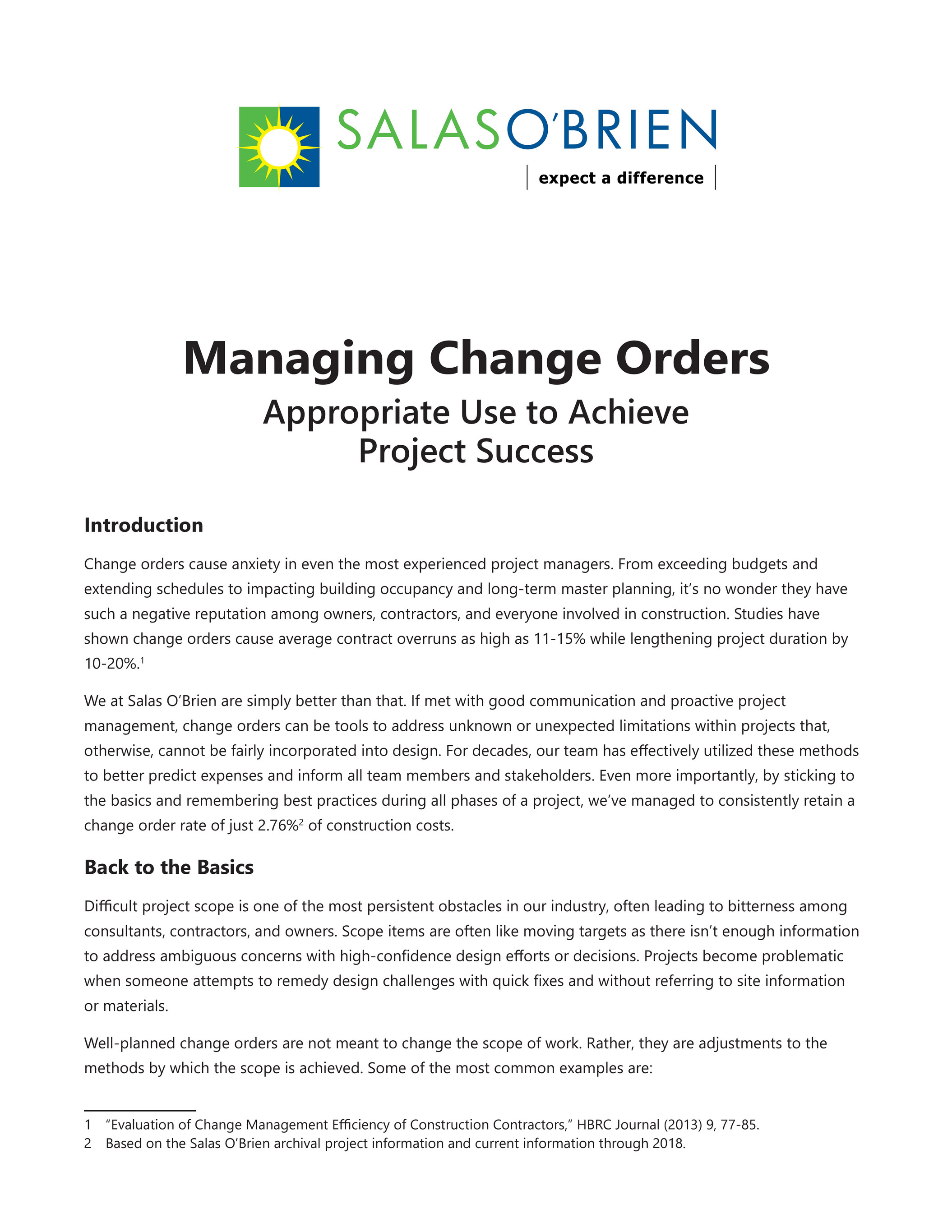 Salas O'Brien - Salas O'Brien White Paper: Managing Change Orders - Page 1