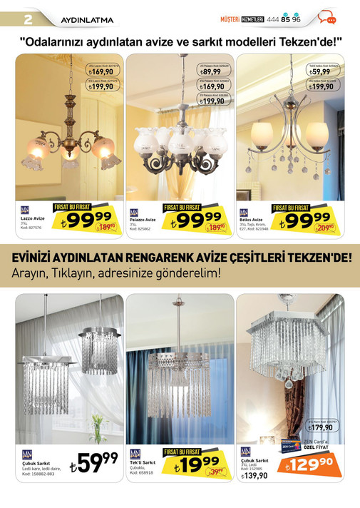 Uzaktan Kumandalı Avize Modelleri Tekzen