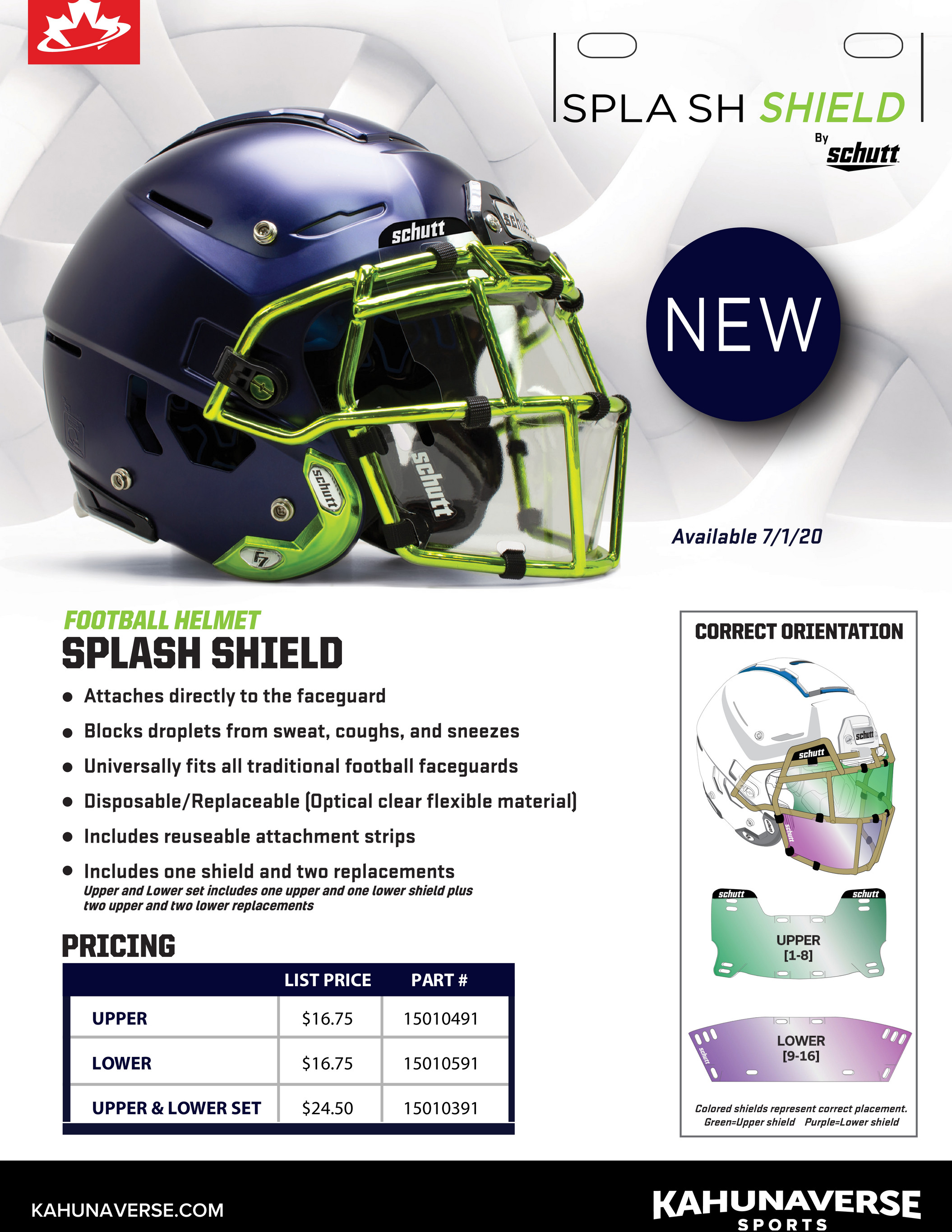 Schutt Splash Shield - Lower Set