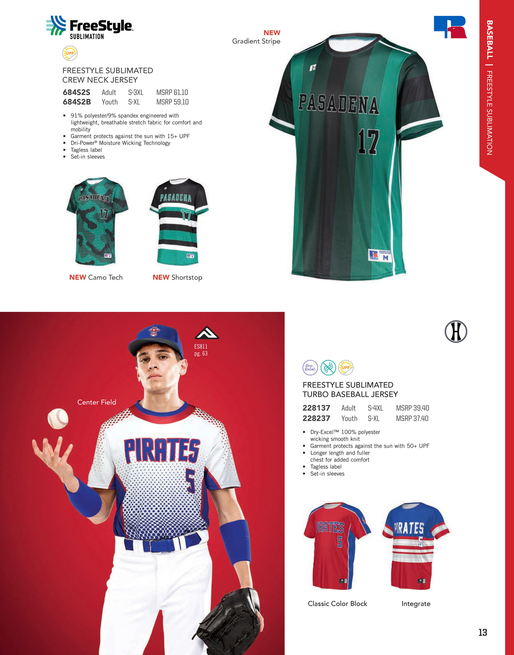 Youth FreeStyle Sublimated Turbo Crew Neck Baseball Jersey