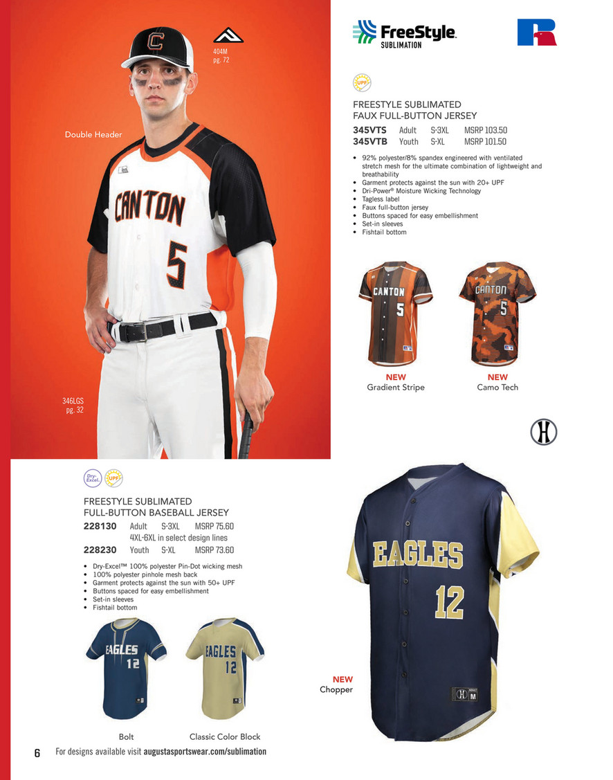 FreeStyle Sublimated Faux Full-Button Baseball Jersey