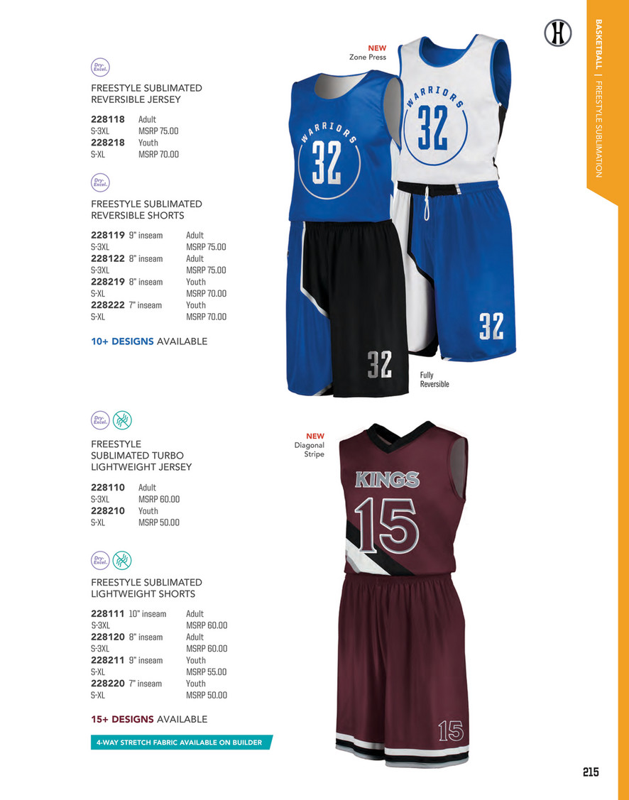 Youth FreeStyle Sublimated 4-Way Stretch Basketball Jersey