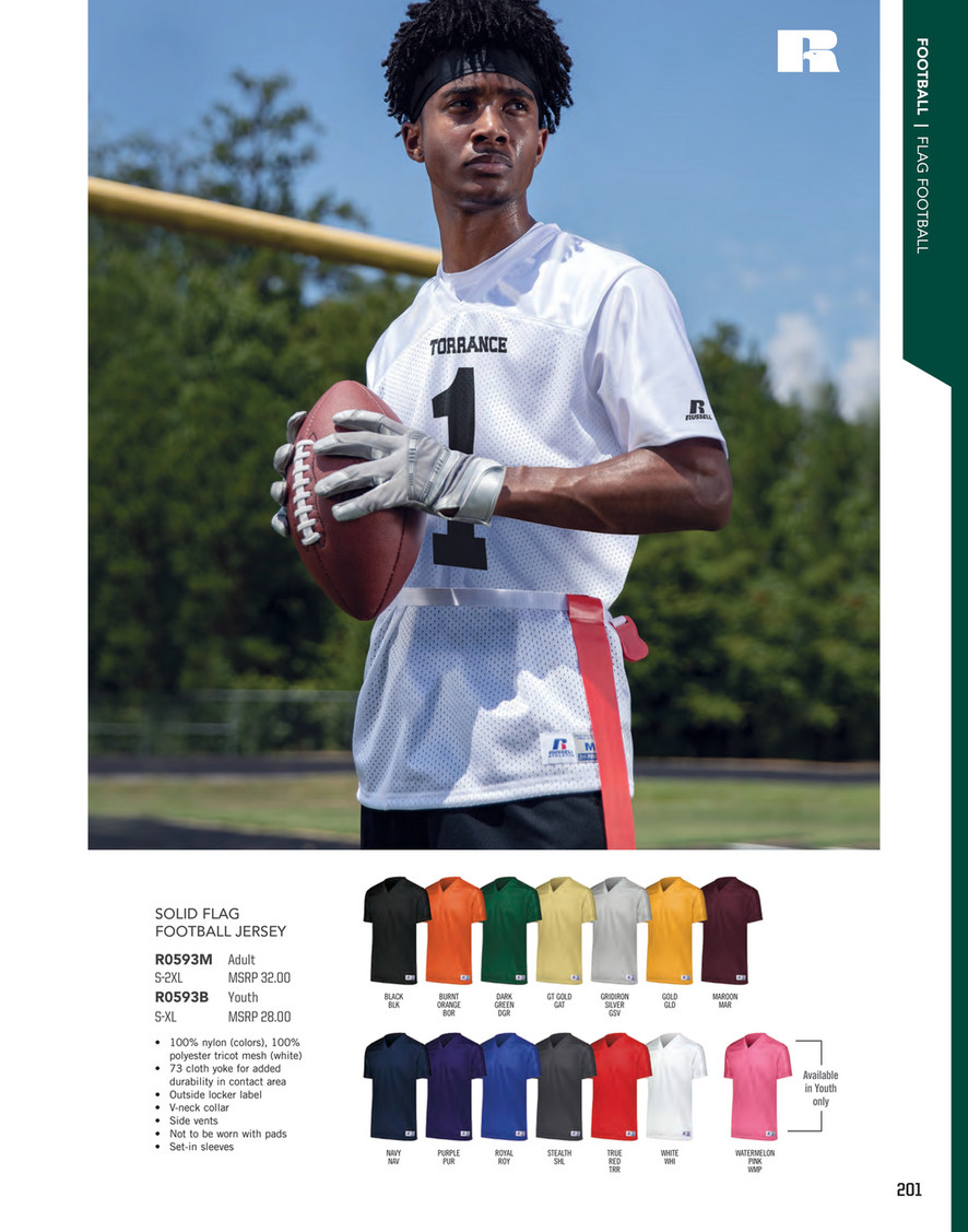 Russell R0593M  Solid Flag Football Jersey