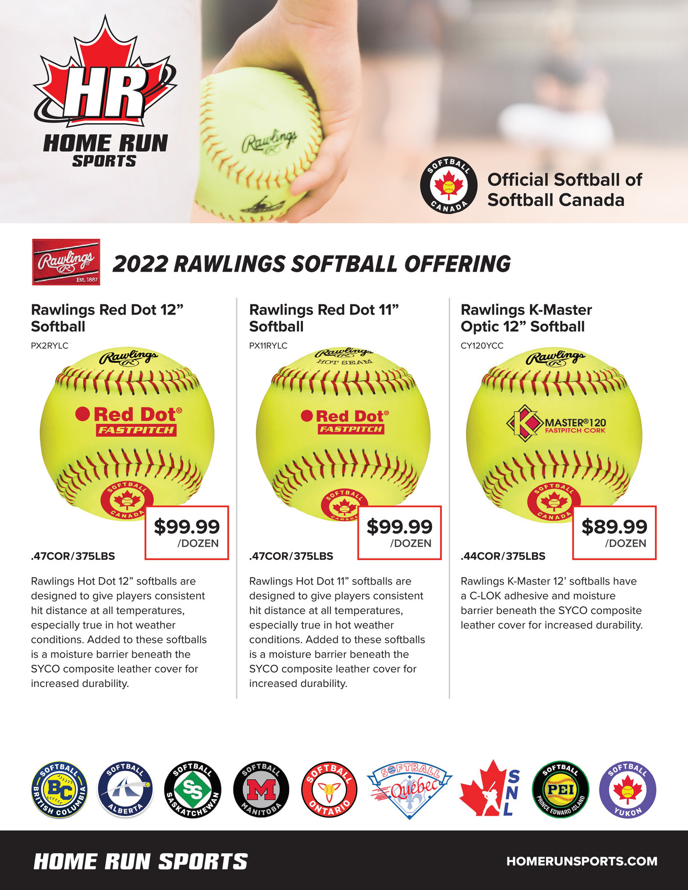 2021 Softball Canada Rawlings Ball Offering Page 1
