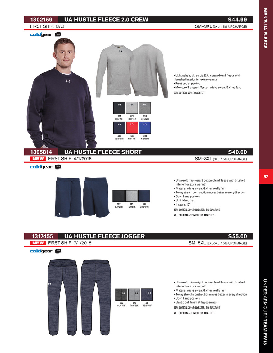 ua hustle fleece 2.0 crew
