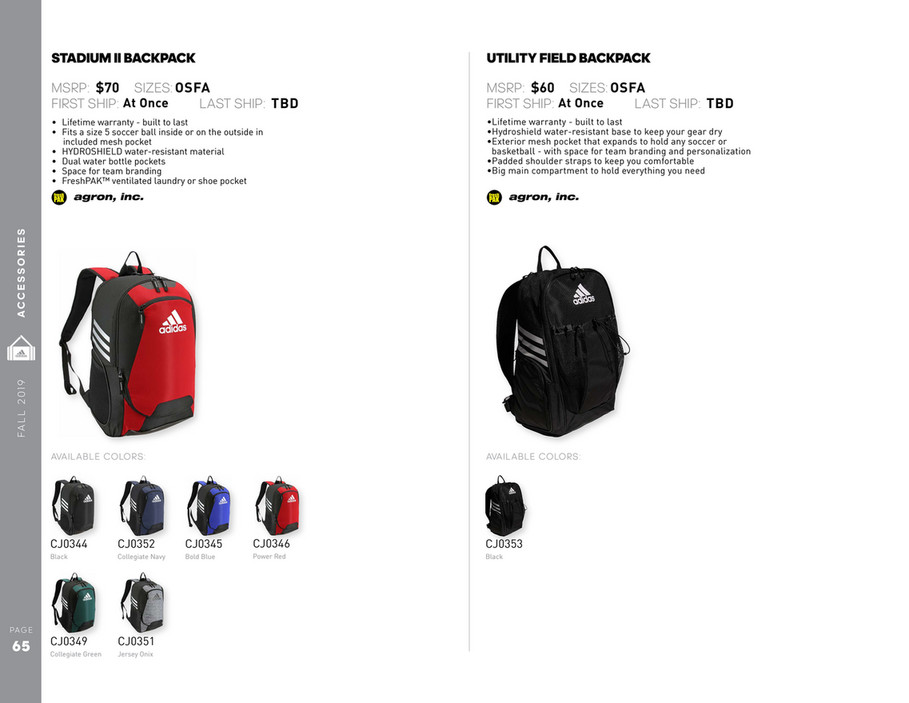 agron inc adidas backpack warranty