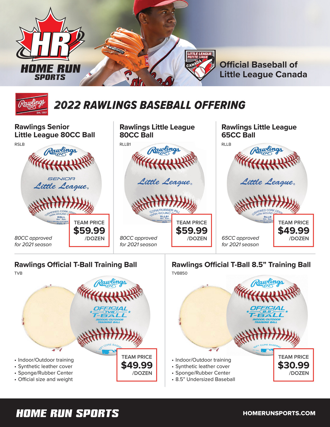 Sports Group 2020 Rawlings Little League Canada Ball Offering