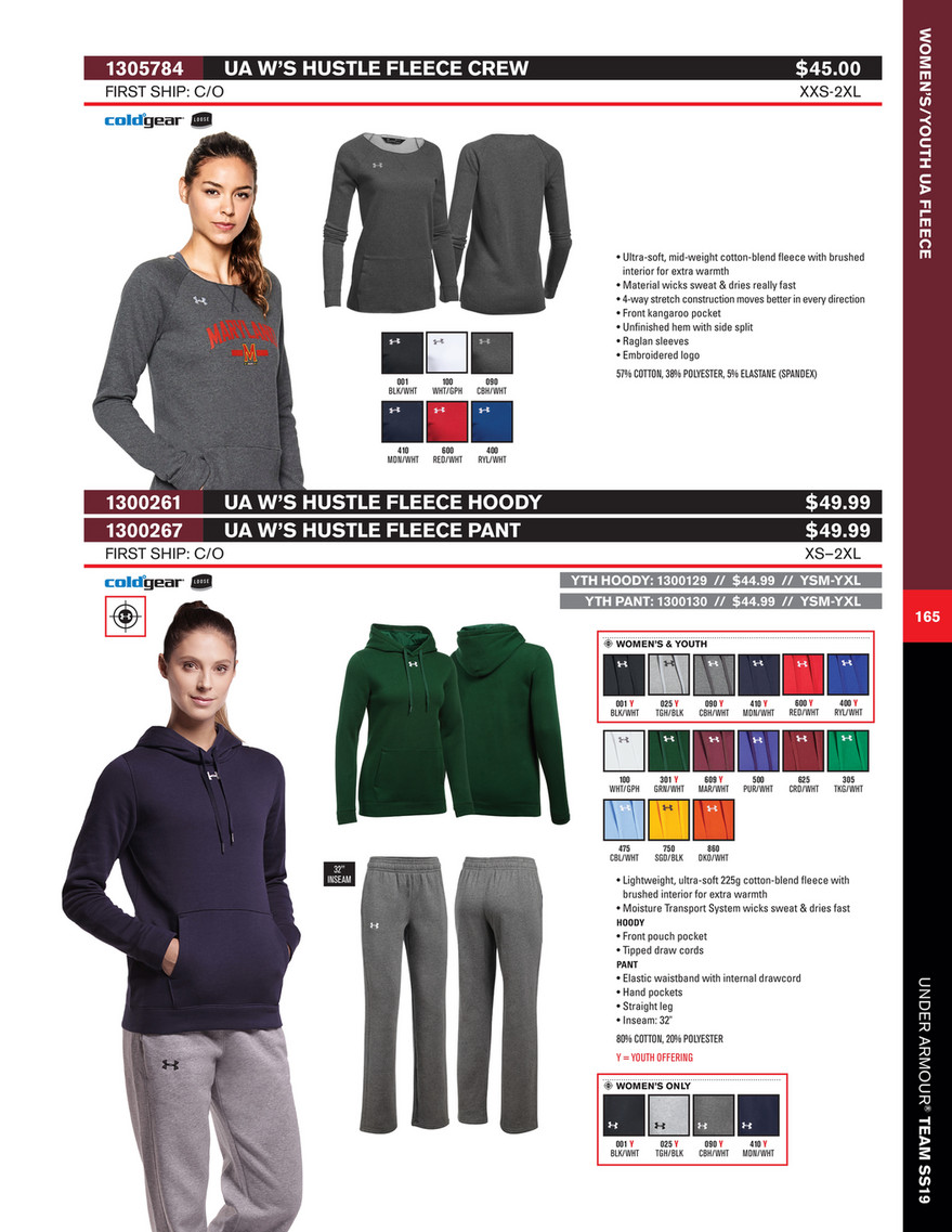 womens under armour hustle fleece crew