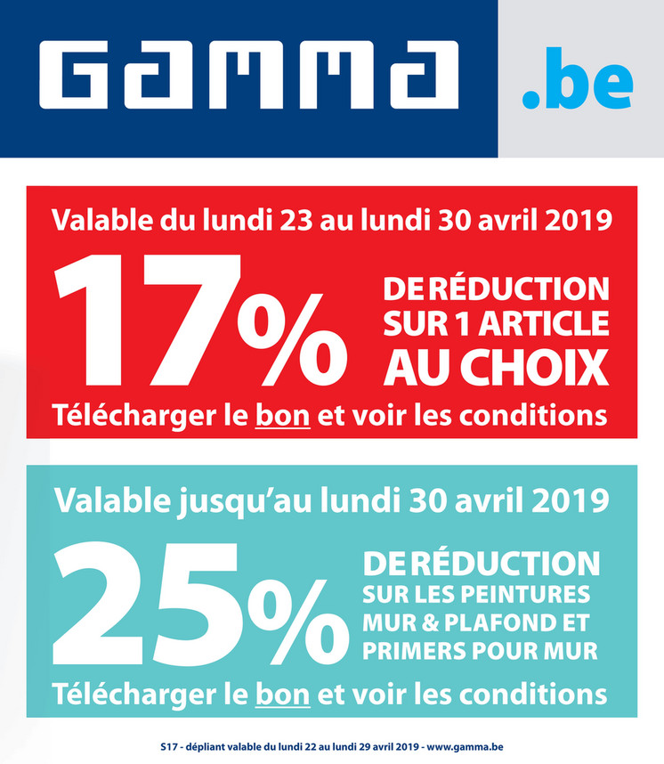 Folder Gamma du 22/04/2019 au 29/04/2019 - Promotions de la semaine 17