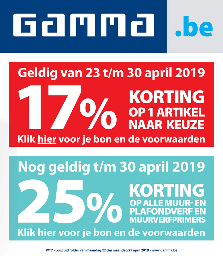 Gamma folder van 22/04/2019 tot 29/04/2019 - Weekpromoties 17