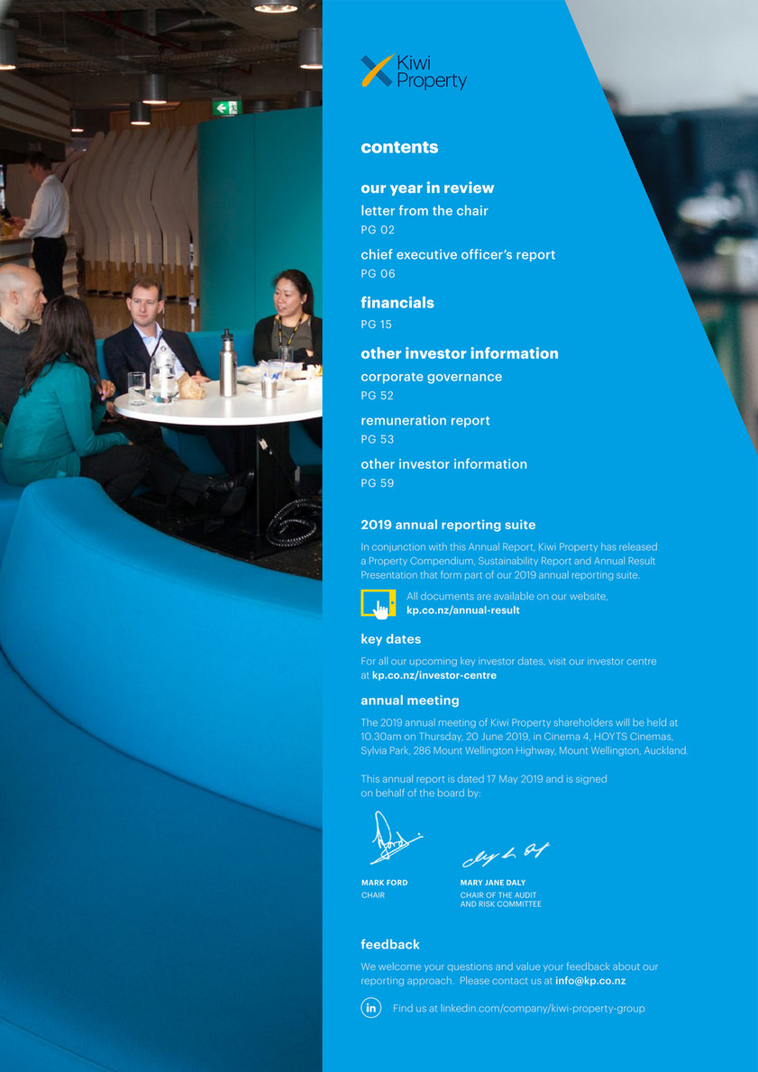 Kiwi Property 2019 Annual Report Page 1 Created With Publitas Com