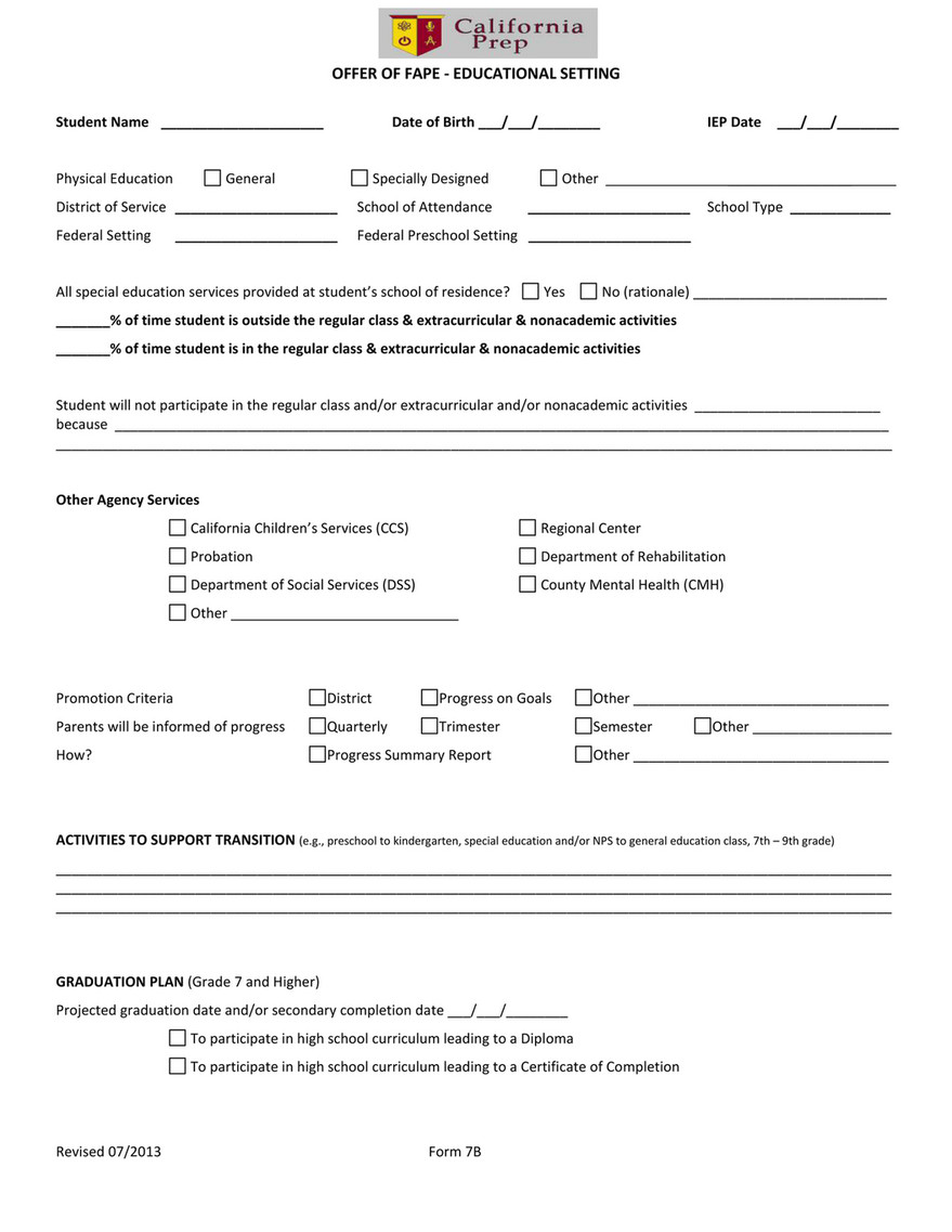 California Prep - CALPREP Blank IEP DOCS - Page 20 - Created with Intended For Blank Iep Template