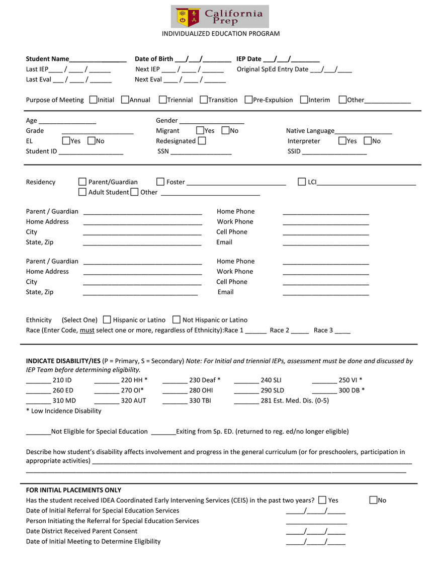 California Prep - CALPREP Blank IEP DOCS - Page 20 - Created with Within Blank Iep Template