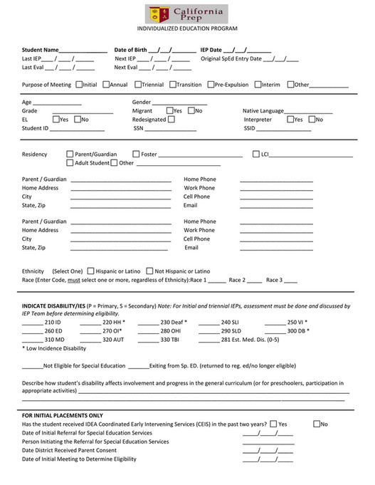 California Prep - CALPREP Blank IEP DOCS - Page 2 - Created with ...