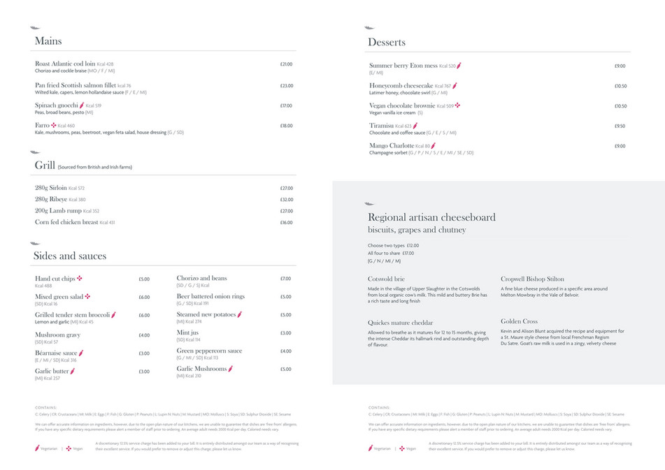 De Vere - 1838 menu - Page 1