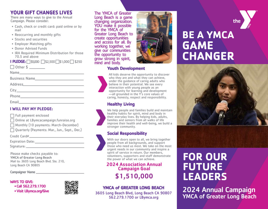 Ymca Of Greater Long Beach Campaign 2023 Brochure Page 1 Created