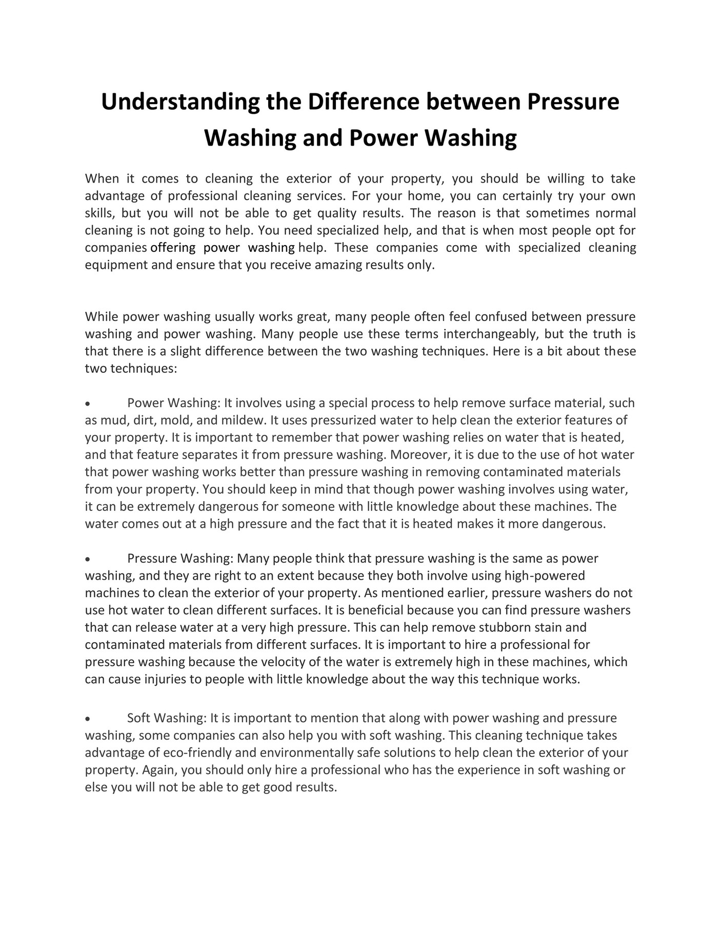 GIT Understanding the Difference between Pressure Washing and Power