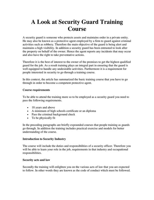 GIT - A Look at Security Guard Training Course - Page 1 - Created with ...