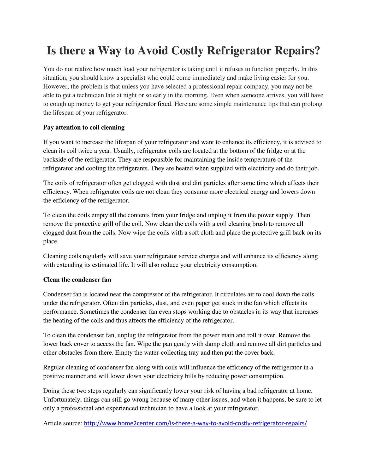 GIT - Is there a Way to Avoid Costly Refrigerator Repairs - Page 1